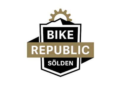 Logo Bike Republic Sölden Logo Bike Republic Sölden mit Zahnrad und Schildgestaltung